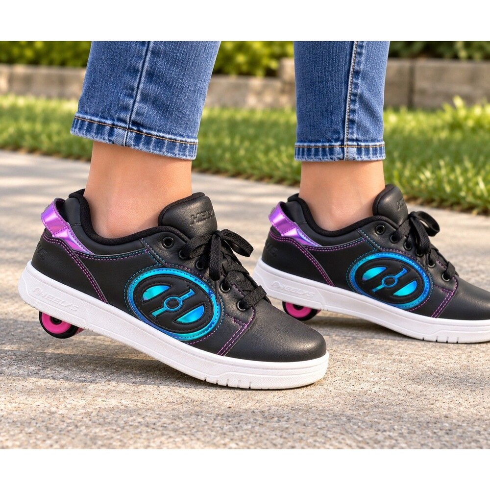 Heelys Voyager Roller Blade Shoes Youth Sz 6 Fits US Womens 7 Black Sneakers EUC